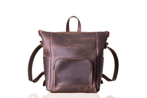 Suzette's Steals Universal Leather Backpack-Dark Coffee