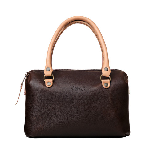 Suzette's Steal Medium Tumbled Leather Duffle Purse - Dark Coffee