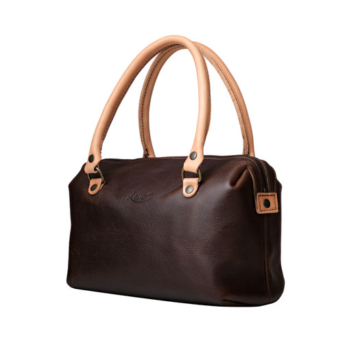 Suzette's Steal Medium Tumbled Leather Duffle Purse - Dark Coffee